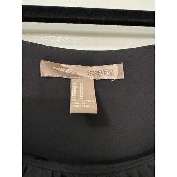 Forever 21 Medium Black Cami Flowy Layered Blouse Spaghetti Straps - Picture 4 of 5